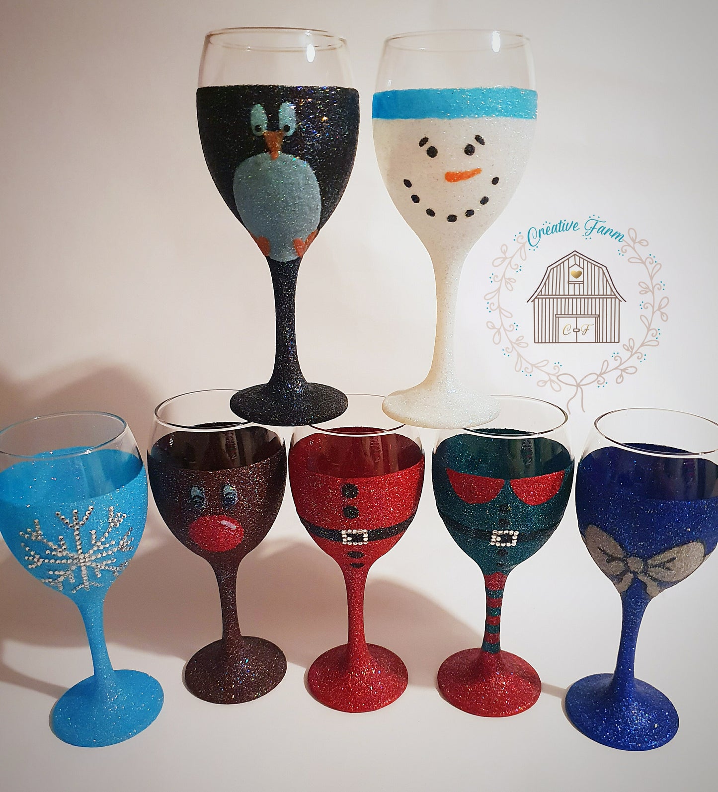 Christmas Glitter Wine Glass