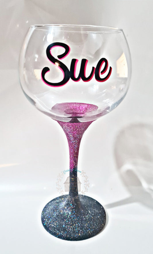 Personalised Ombre Glitter Gin Glass