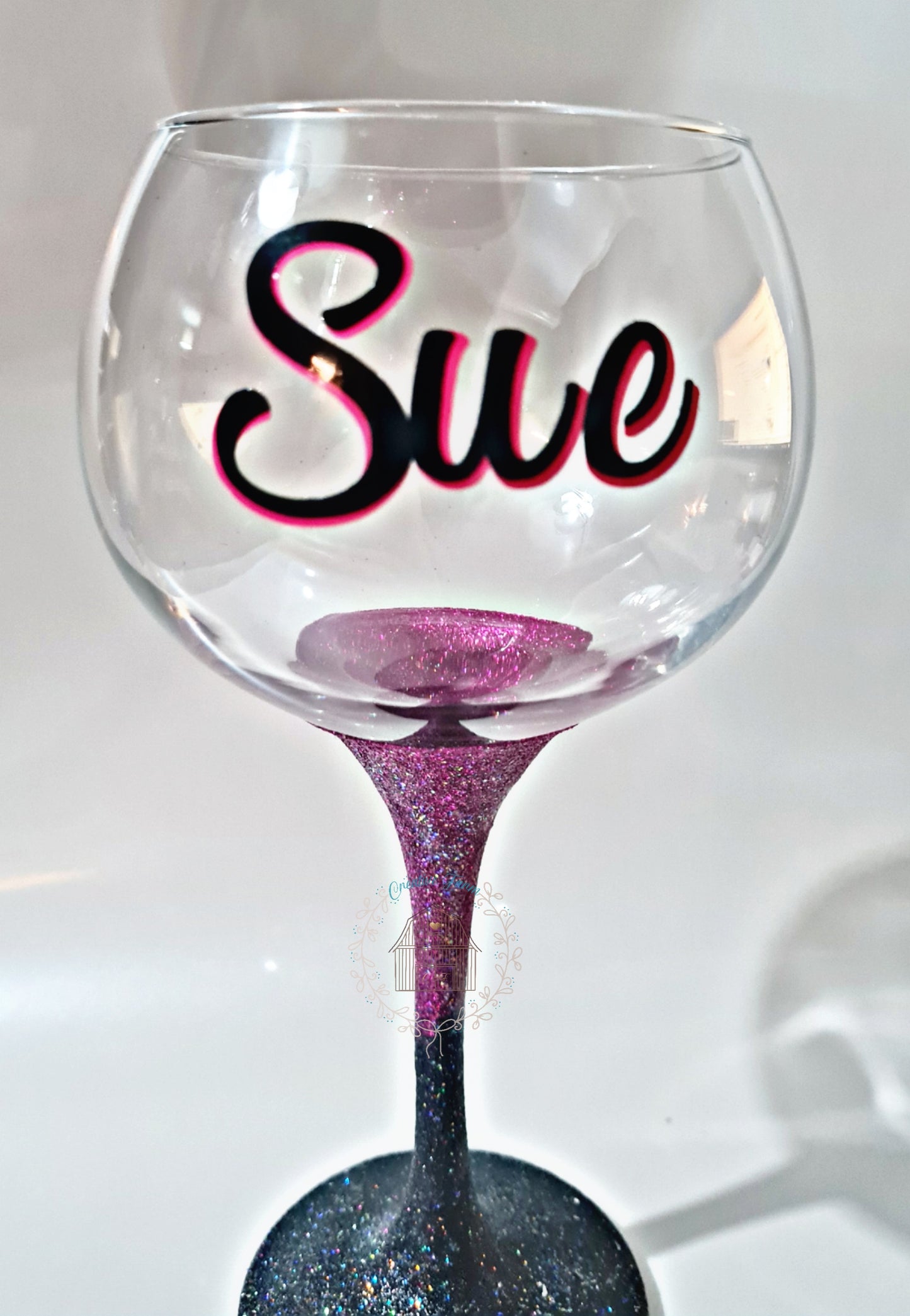 Personalised Ombre Glitter Gin Glass